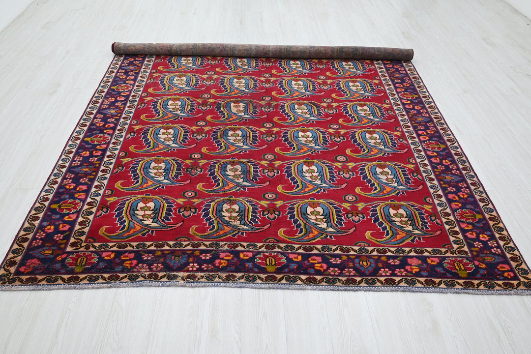 red Large rug 6' 10" x 9' 11"