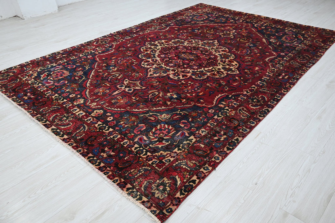 red Large rug 6' 7" x 10' 1"
