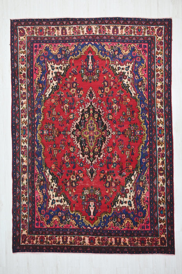 red Large rug 6' 7" x 9' 11"