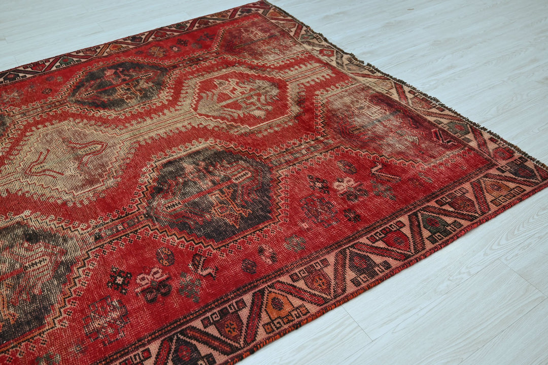 red Medium rug 6' 0" x 9' 2"