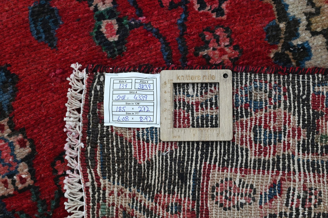 red Medium rug 6' 1" x 8' 11"
