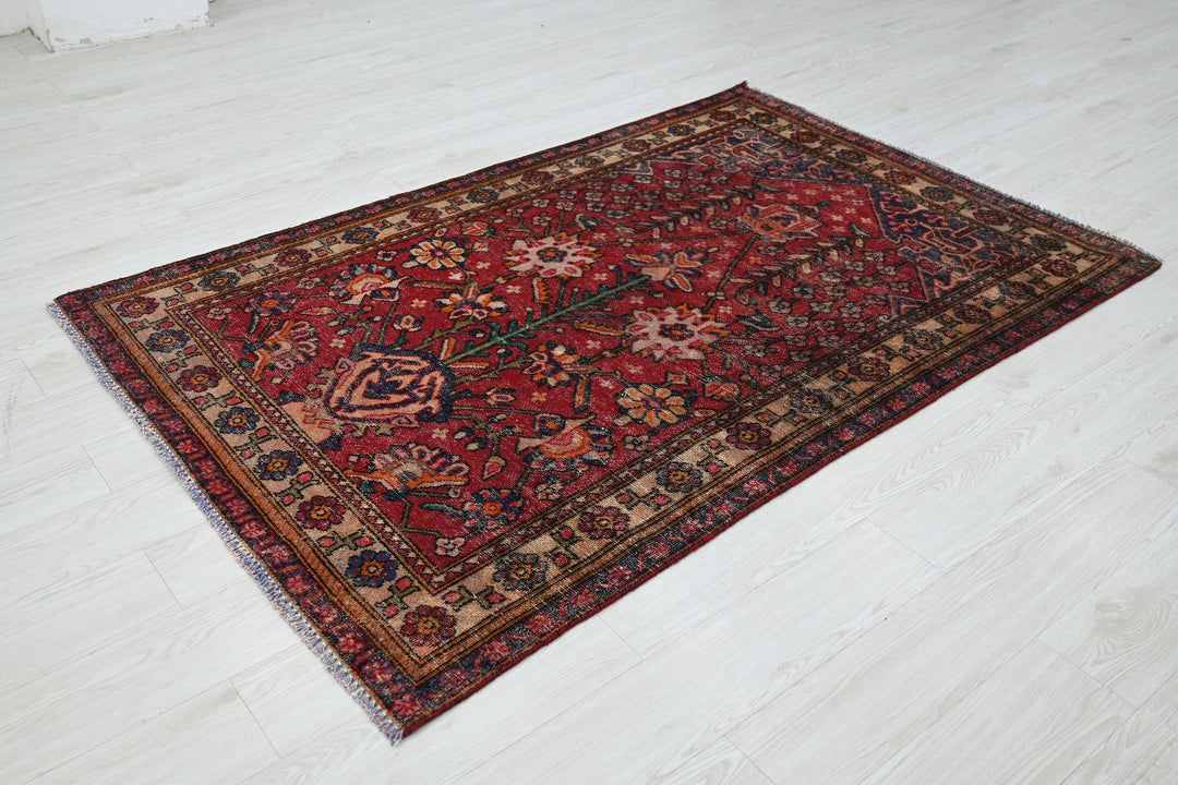 red Accent rug 4' 1" x 6' 4"