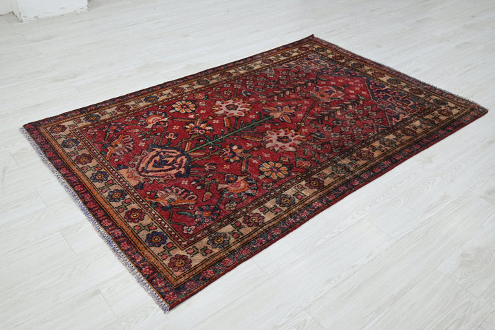 red Accent rug 4' 1" x 6' 4"