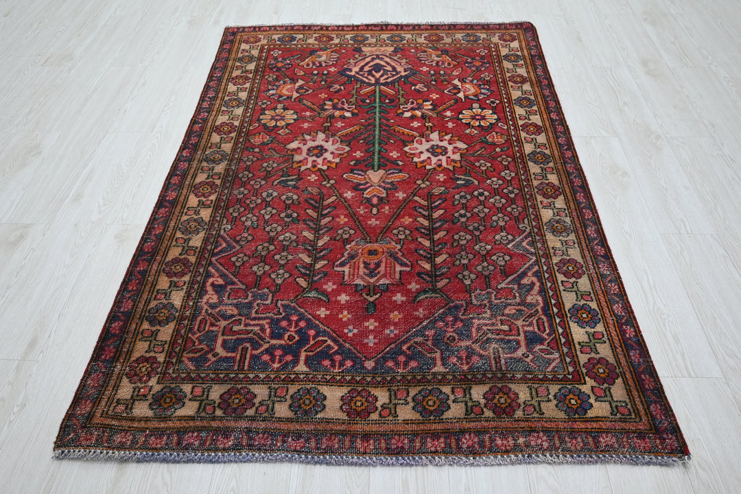 red Accent rug 4' 1" x 6' 4"