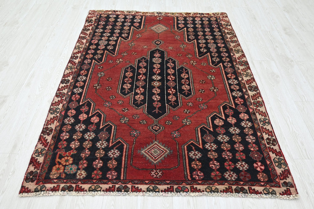 red Accent rug 4' 1" x 6' 2"