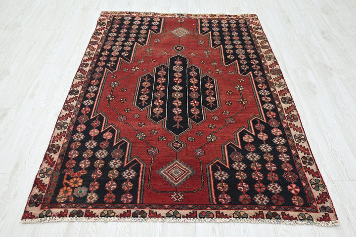 red Accent rug 4' 1" x 6' 2"