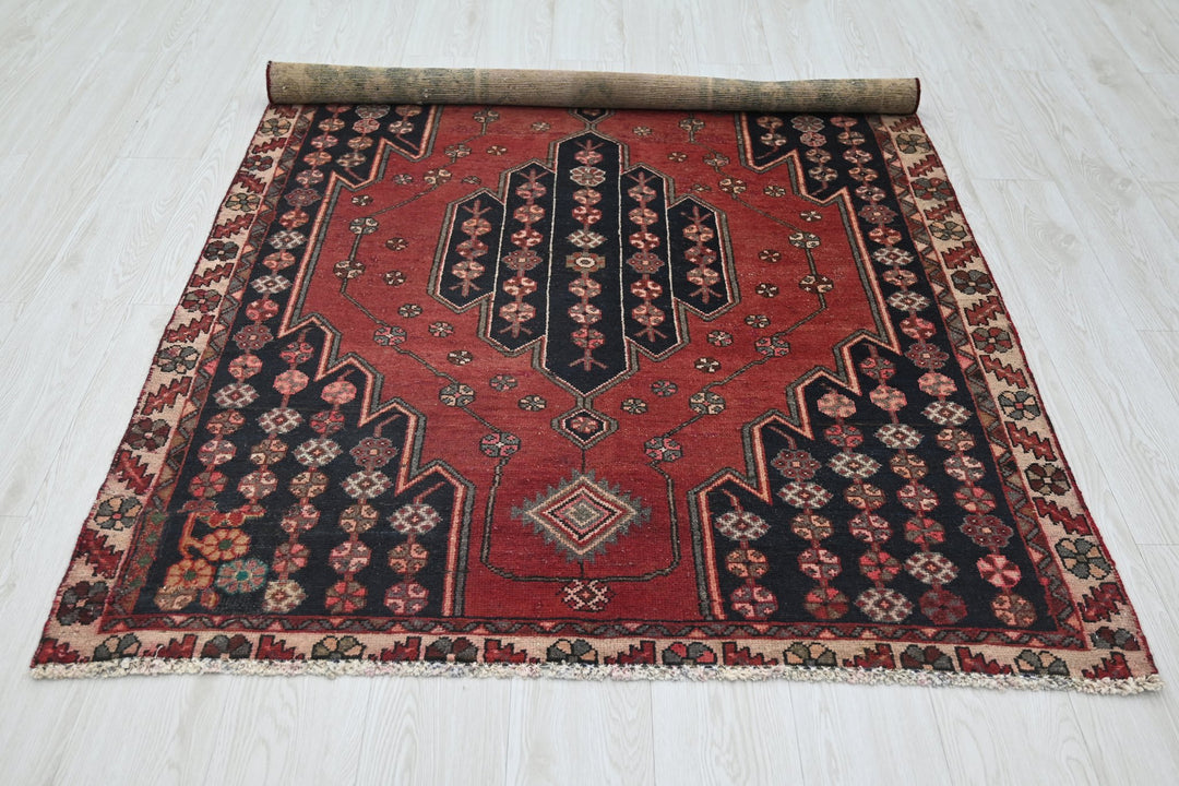 red Accent rug 4' 1" x 6' 2"