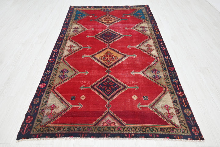 red Medium rug 4' 8" x 8' 6"