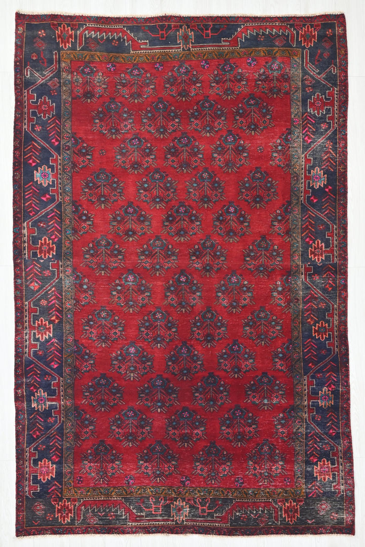 red Medium rug 4' 9" x 8' 1"