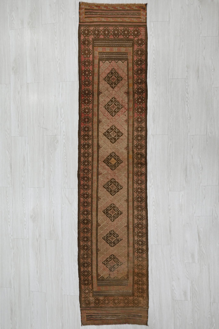 brown Runner rug 1' 11" x 8' 6"