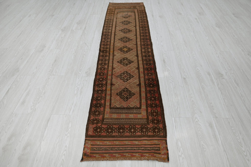 brown Runner rug 1' 11" x 8' 6"