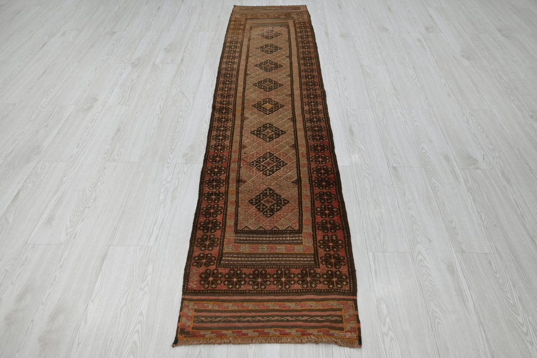 brown Runner rug 1' 11" x 8' 6"