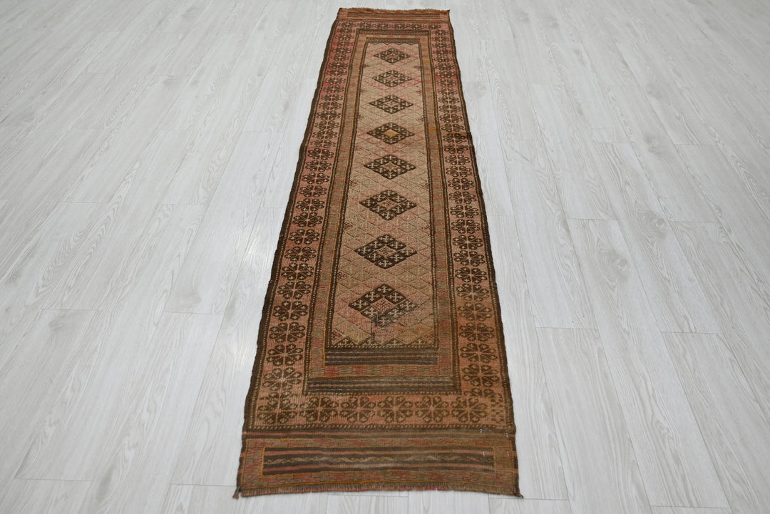 brown Runner rug 1' 11" x 8' 6"