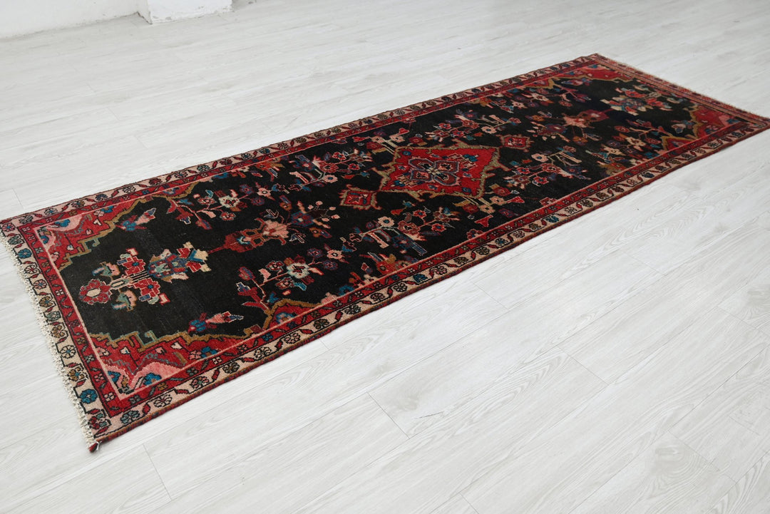 black Runner rug 3' 1" x 8' 10"