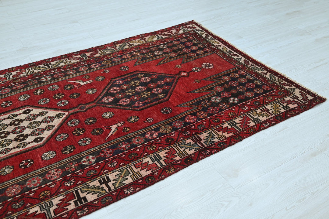 red Medium rug 4' 0" x 8' 11"