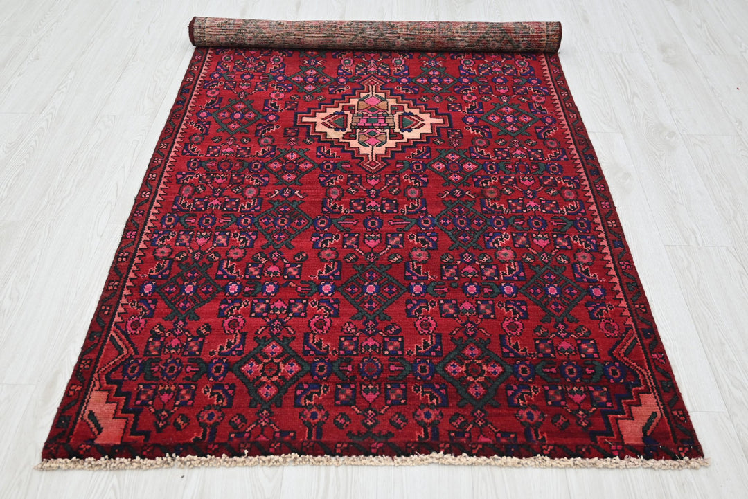 red Medium rug 3' 7" x 7' 5"