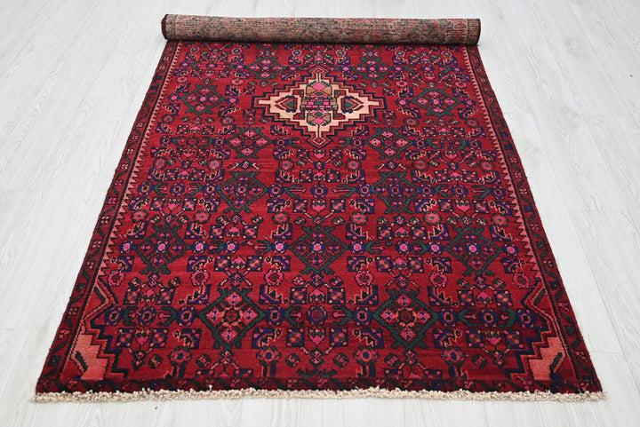 red Medium rug 3' 7" x 7' 5"
