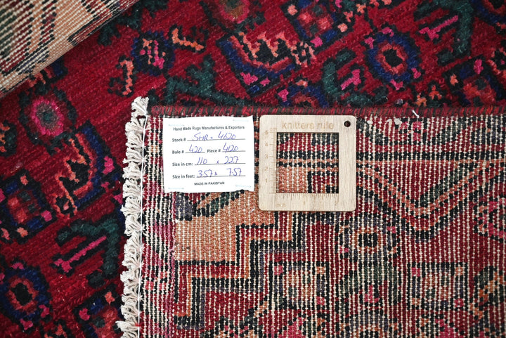 red Medium rug 3' 7" x 7' 5"