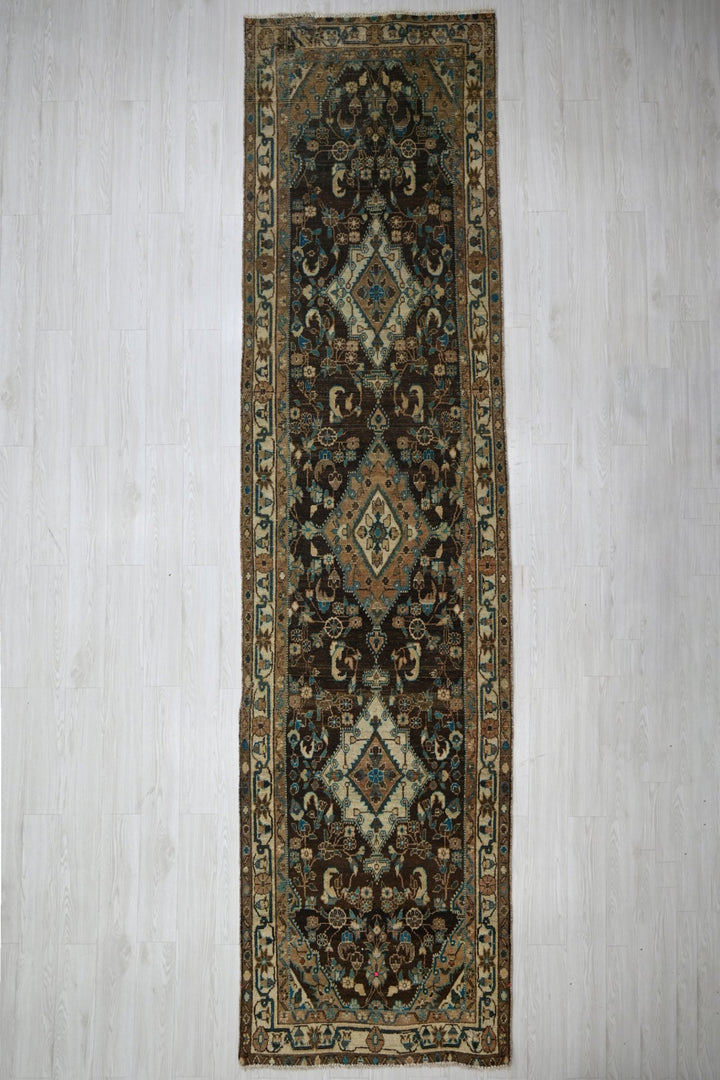 brown Runner rug 3' 4" x 13' 0"