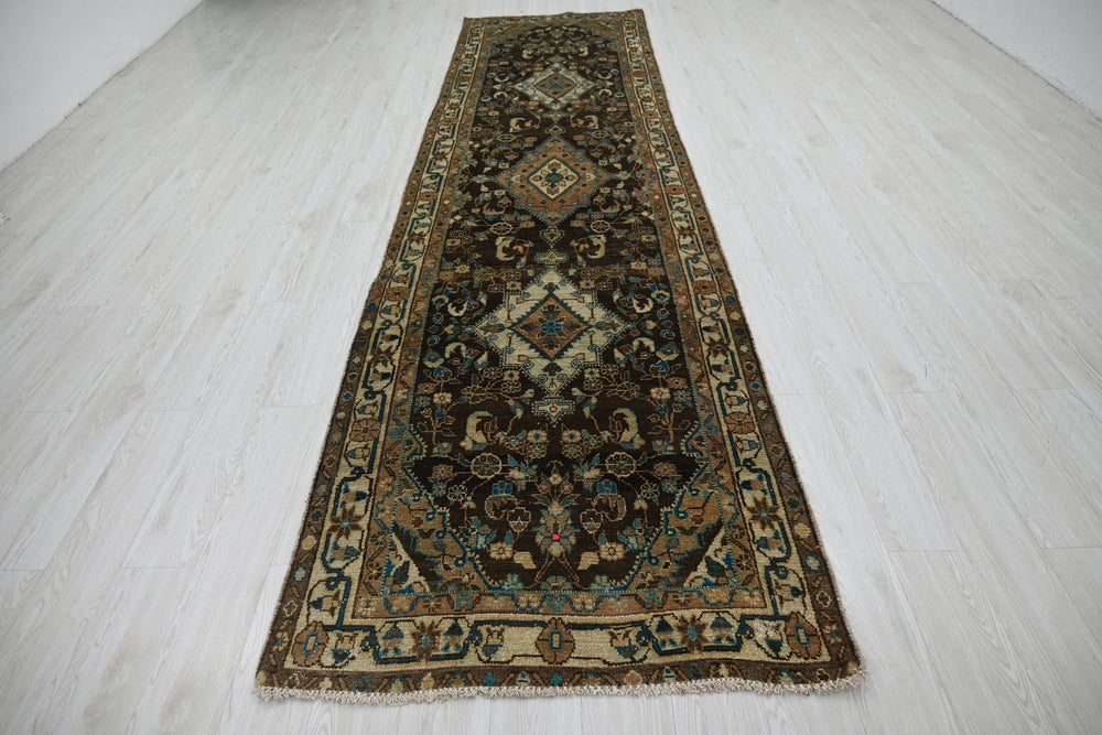 brown Runner rug 3' 4" x 13' 0"