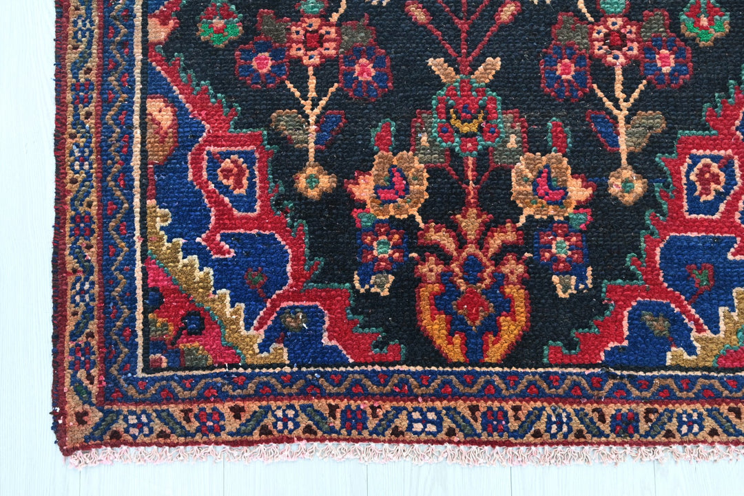 black Runner rug 3' 0" x 8' 11"