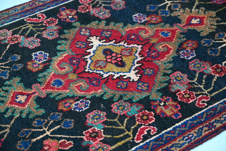 black Runner rug 3' 0" x 8' 11"