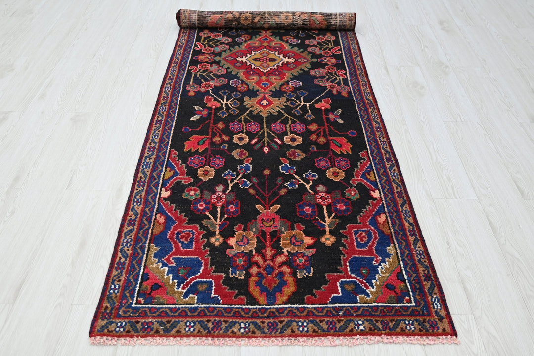black Runner rug 3' 0" x 8' 11"