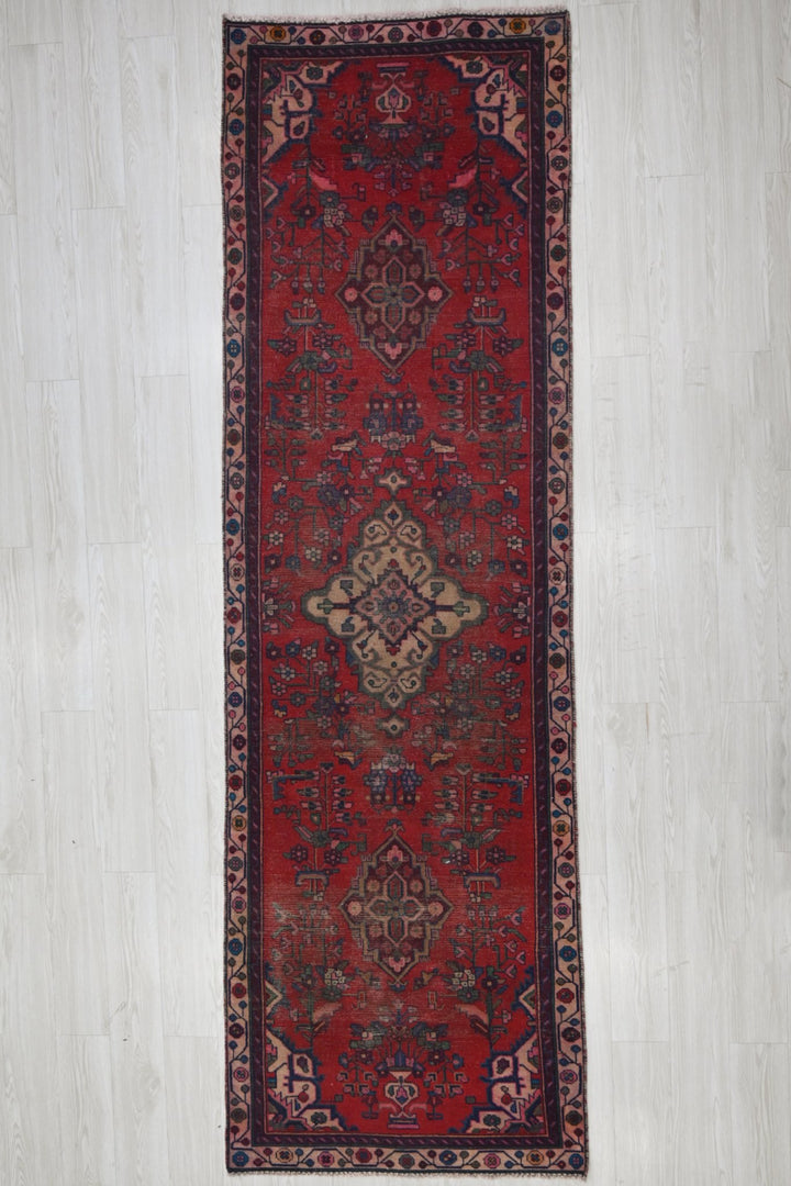 red Runner rug 3' 1" x 10' 2"