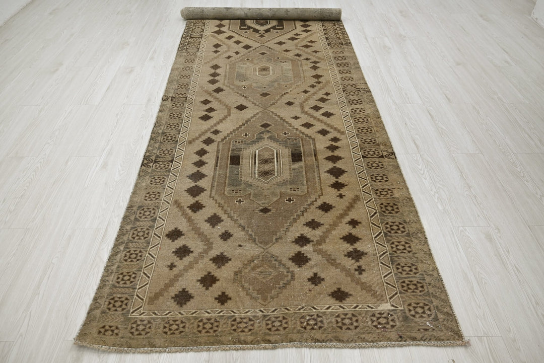 brown Runner rug 4' 0" x 13' 1"