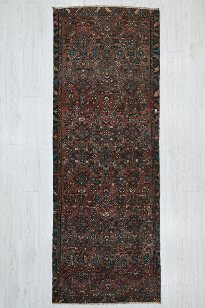 brown Runner rug 3' 4" x 9' 4"