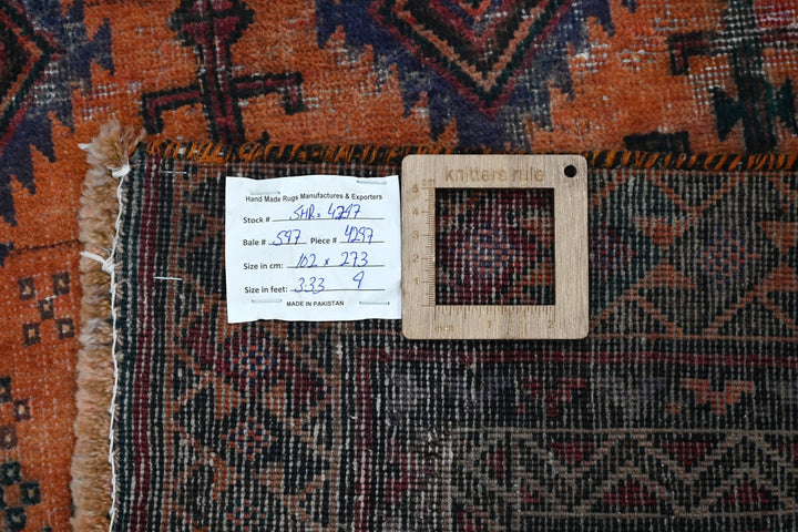 orange Runner rug 3' 4" x 8' 11"