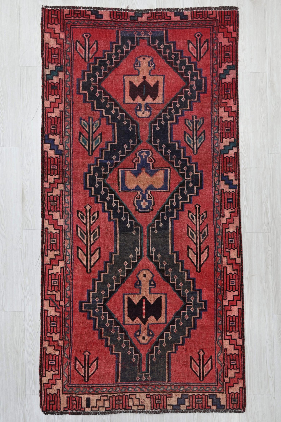 red Medium rug 3' 7" x 7' 4"