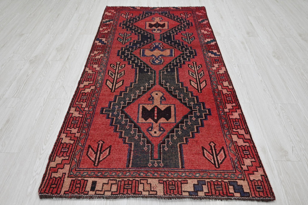 red Medium rug 3' 7" x 7' 4"