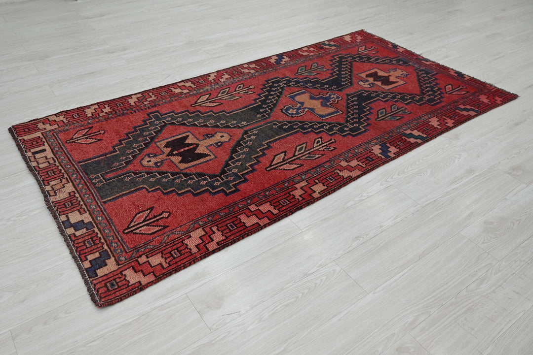 red Medium rug 3' 7" x 7' 4"