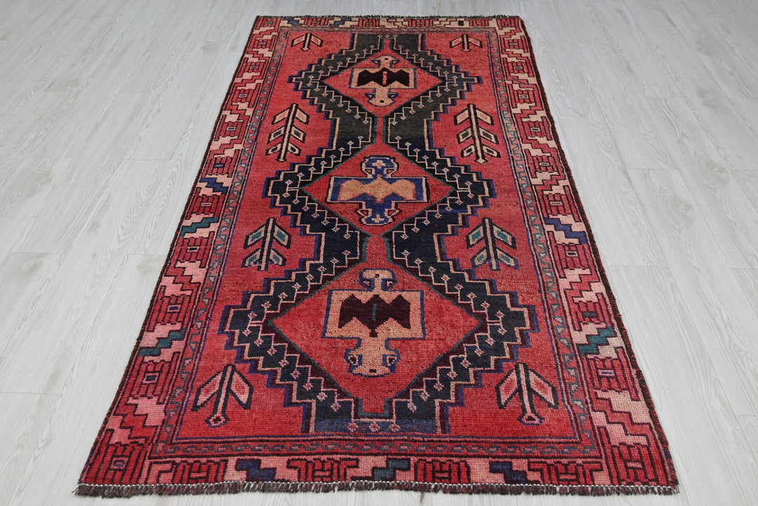 red Medium rug 3' 7" x 7' 4"