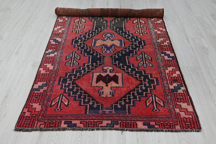 red Medium rug 3' 7" x 7' 4"