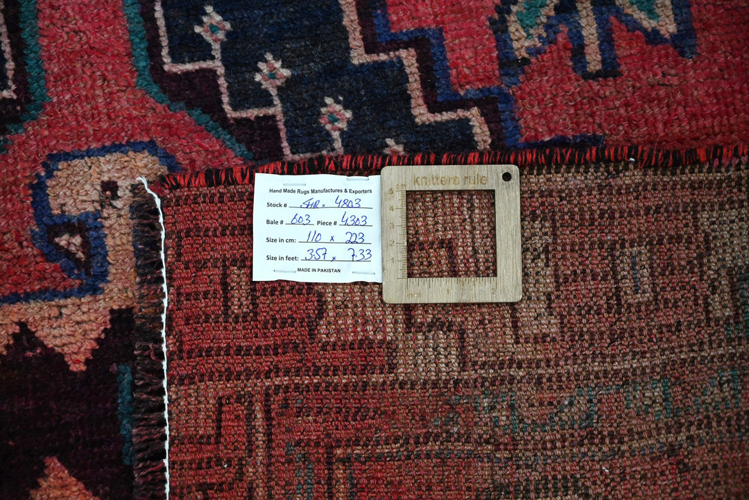 red Medium rug 3' 7" x 7' 4"
