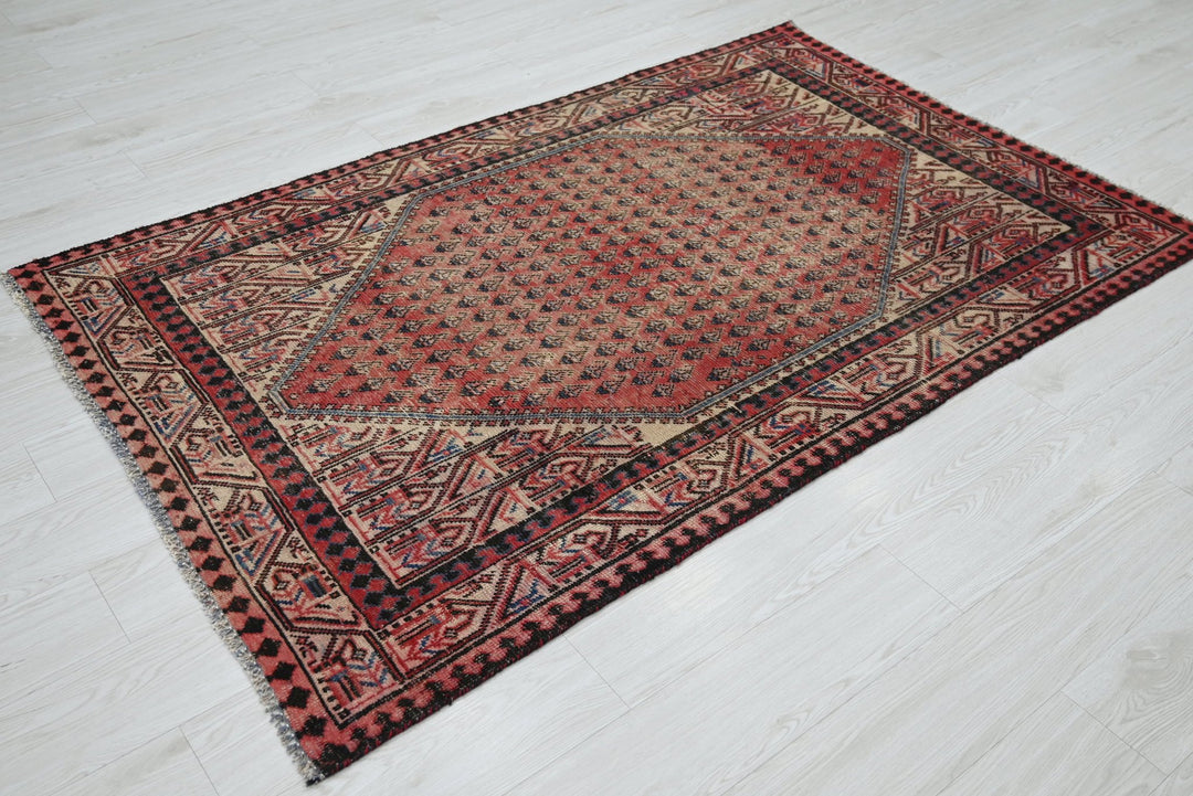 red Accent rug 4' 0" x 6' 5"