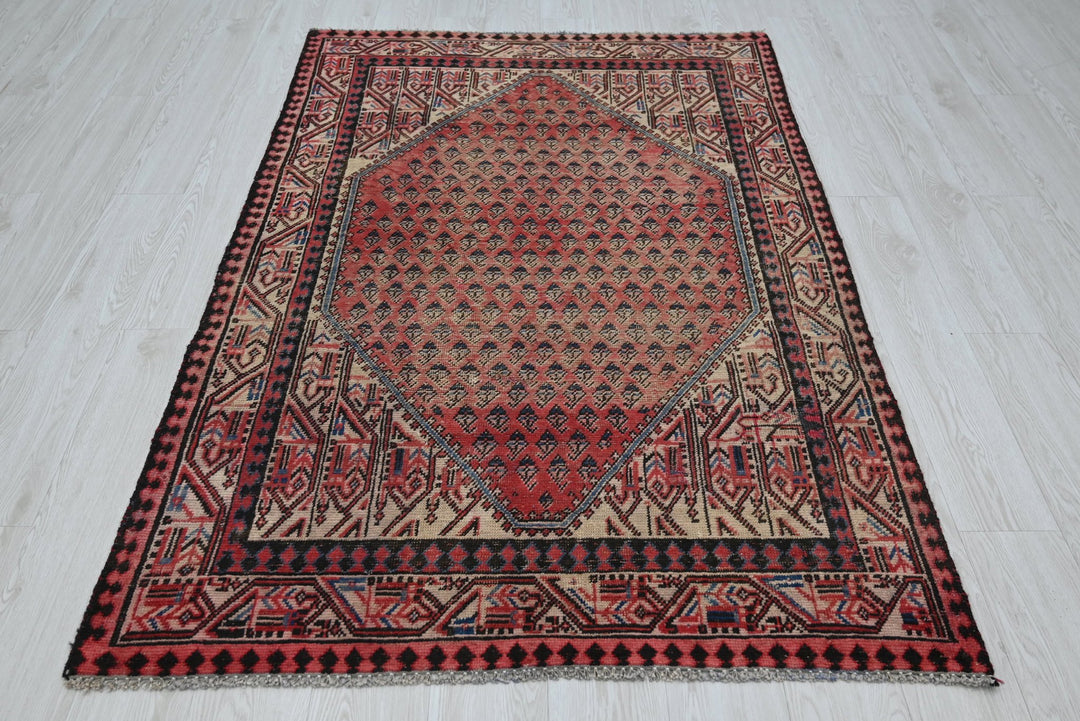 red Accent rug 4' 0" x 6' 5"