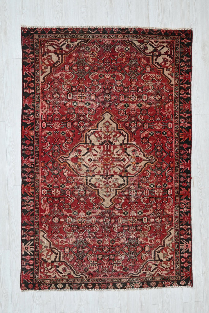 red Accent rug 4' 0" x 6' 3"