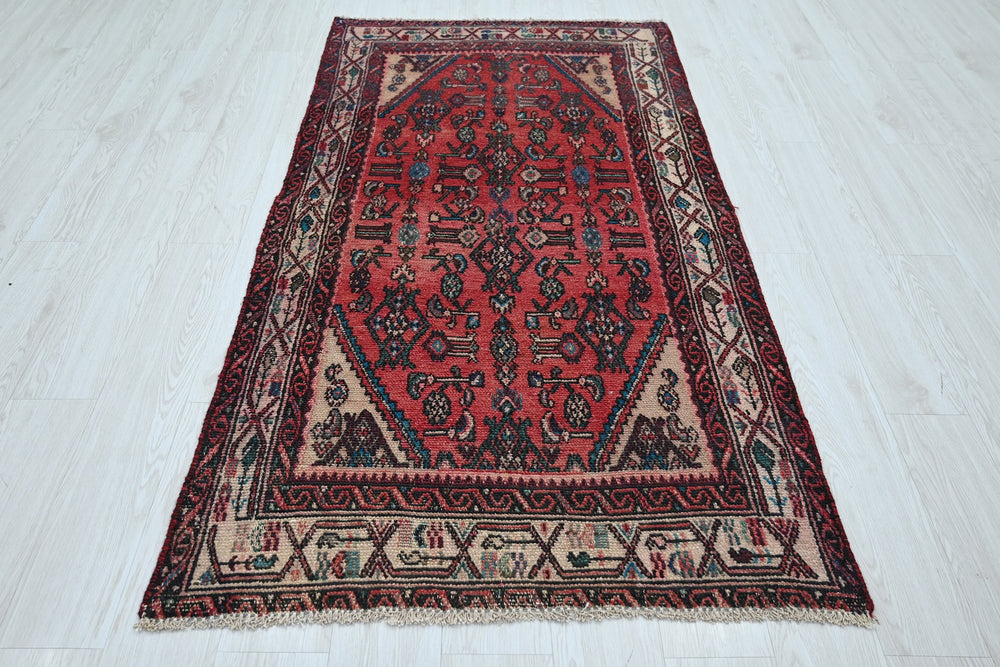 red Accent rug 3' 4" x 6' 6"