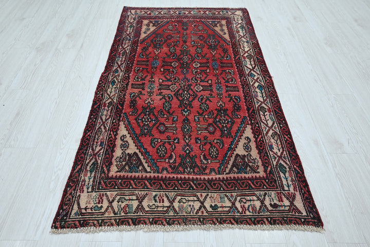 red Accent rug 3' 4" x 6' 6"