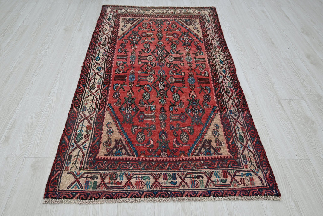 red Accent rug 3' 4" x 6' 6"