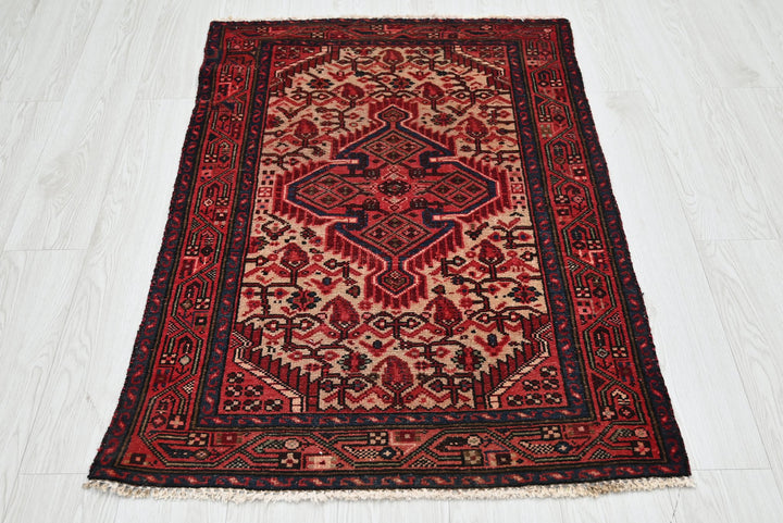 red Accent rug 2' 8" x 4' 1"