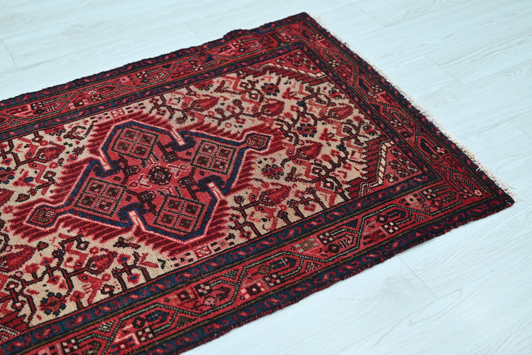 red Accent rug 2' 8" x 4' 1"