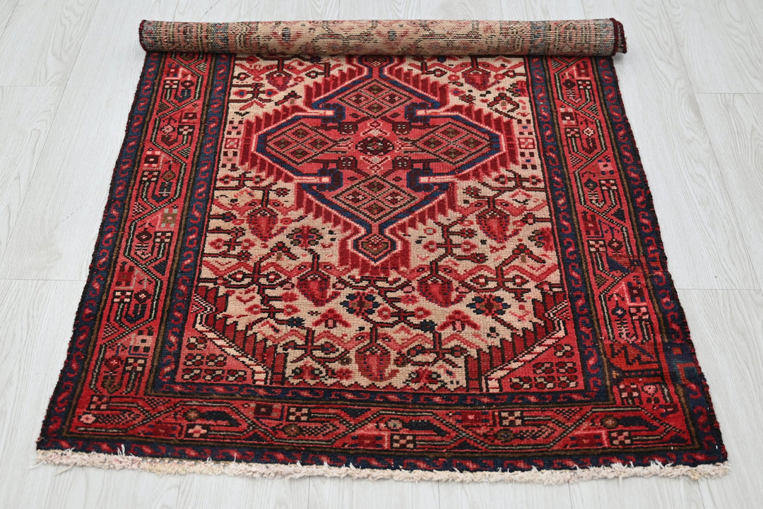 red Accent rug 2' 8" x 4' 1"