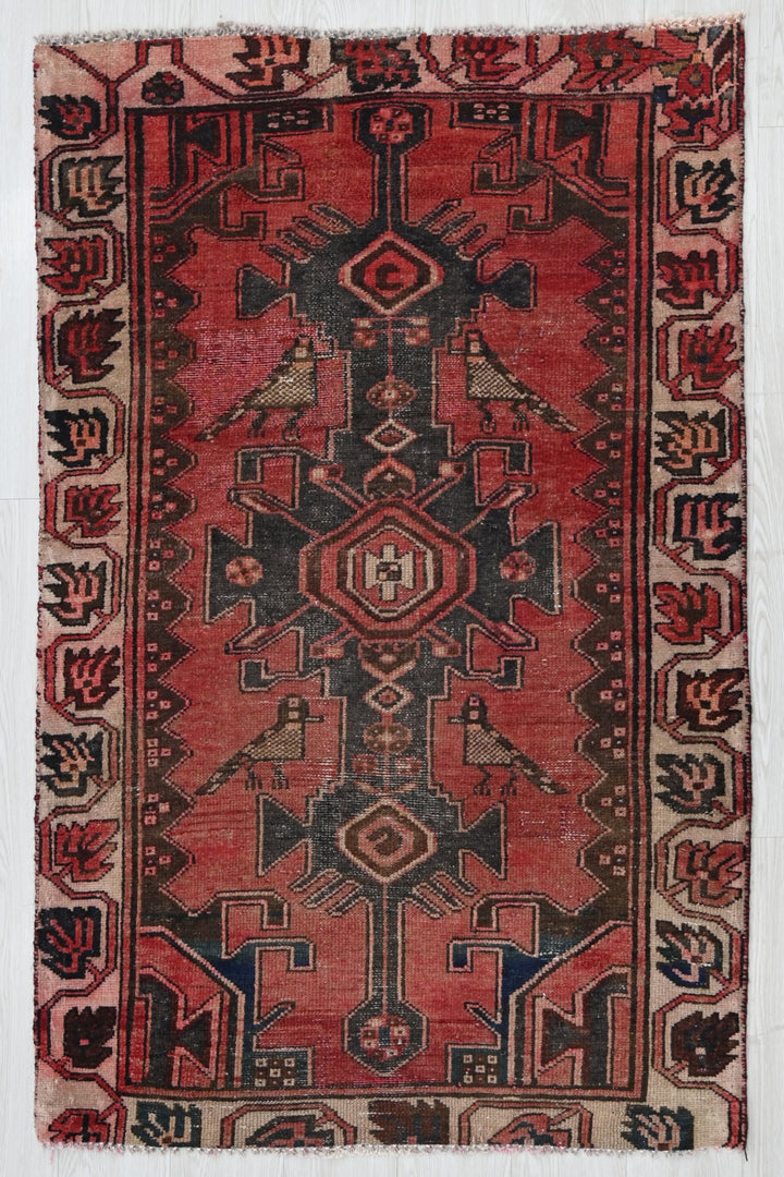 red Accent rug 3' 1" x 4' 9"