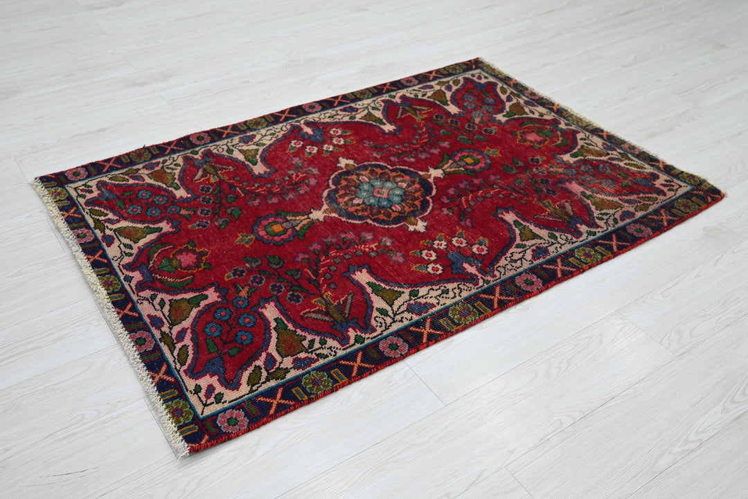 red Accent rug 3' 1" x 4' 8"