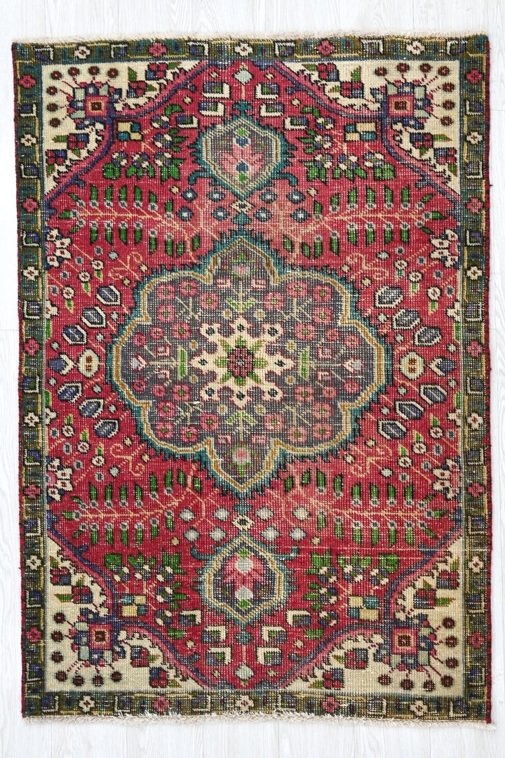 red Accent rug 3' 1" x 4' 7"
