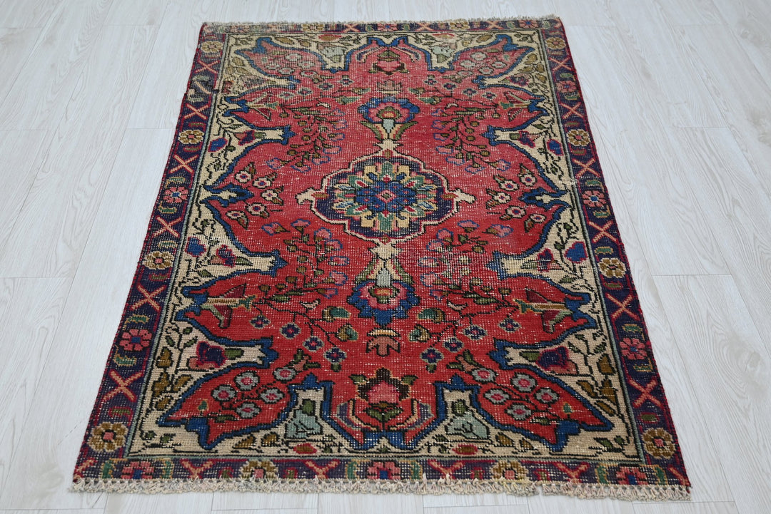 red Accent rug 3' 1" x 4' 4"